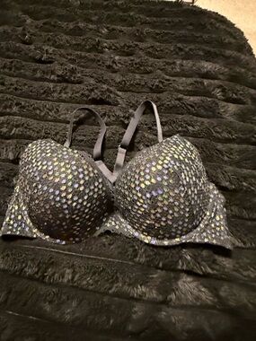 Savage X Fenty Black Sequin Padded Bra and panty set with Iridescent Dots